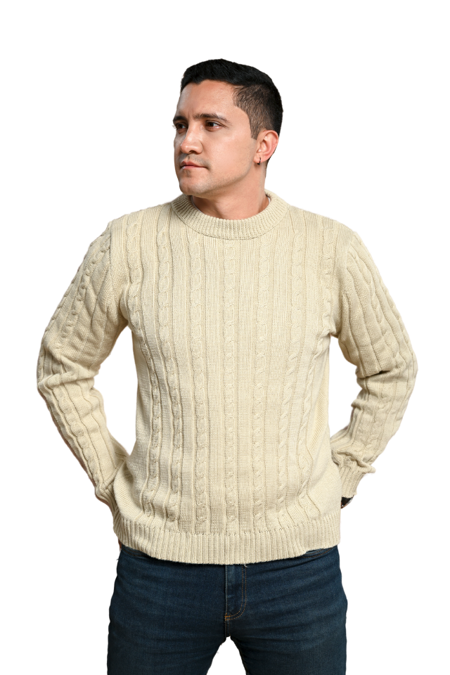Cream cable-knit sweater
