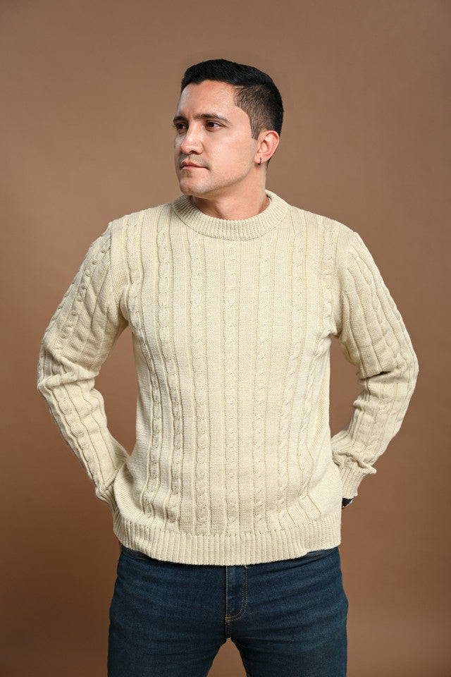 Cream cable-knit sweater