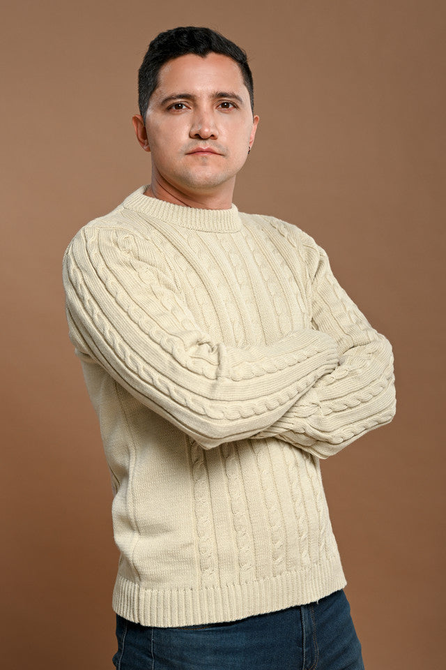 Cream cable-knit sweater